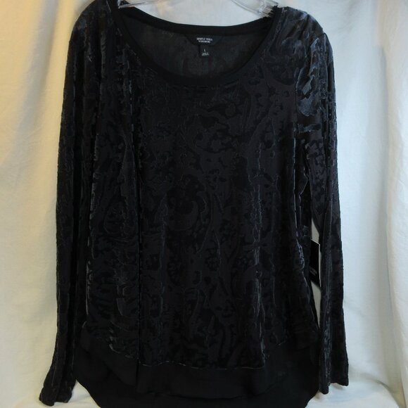 NWT~VERA WANG~ SIMPLY VERA ~STUNNING BLOUSE IN A BEAUTIFUL PATTERN SIZE LARGE - Picture 1 of 8